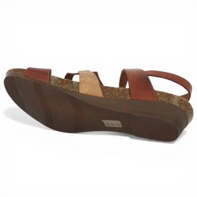 Carole - Sandalette femme zig zag cuir camel - Sandales Xapatan grande taille - Shoesissime