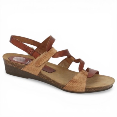 sandale Xapatan beige et camel femme grande pointure, vue profil