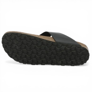 Costa - Sandale noire entre doigts boucle dorée - Sandale cork 42, 43, 44, 45 femme - Shoesissime