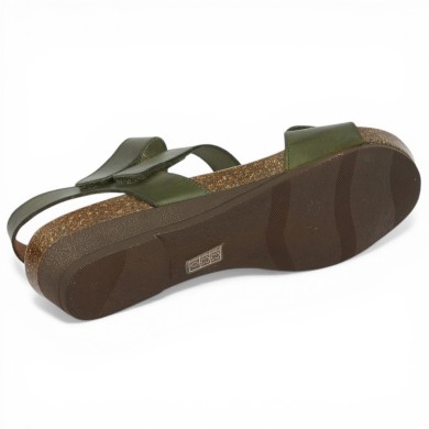 Joannie - Khaki green Nude-pieds 3 straps scratch - Sandals 42, 43, 44 women - Shoesissime