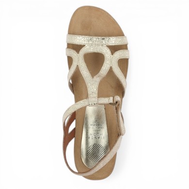 Nu-pieds cuir doré Xapatan femme grande taille Shoesissime, vue dessus