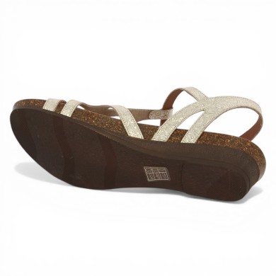 Candice - Barefoot Xapatan gold leather - Sandals large size - Shoesissime