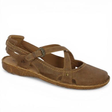 Rosalie 13 - Beige sandal with front closure - Barefoot Josef Seibel large size - Shoesissime
