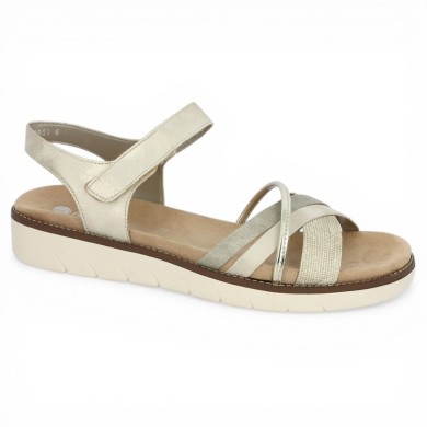 D2058-90 Sandale dorée Remonte semelle confort femme 42, 43, 44, 45 Shoesissime, vue profil