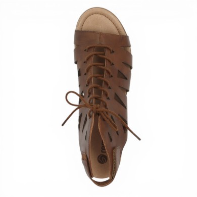 Sandale petit talon cuir camel couvrante R8776-24 femme 42, 43, 44, 45, vue dessus