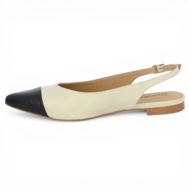 ballerine sling back beige et bleu grande taille femme Shoesissime, vue intérieure