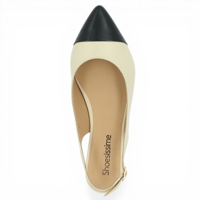 chaussure plate sling back beige et bleu 42, 43, 44, 45 femme Shoesissime, vue dessus