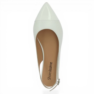 ballerine blanche ouverte au talon 42, 43, 44, 45 femme Shoesissime, vue dessus