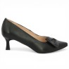 escarpin cuir noir 6 cm talon grande taille femme Shoesissime, vue coté