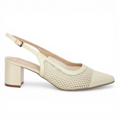 escarpin résille écru femme grande pointure Shoesissime, vue coté