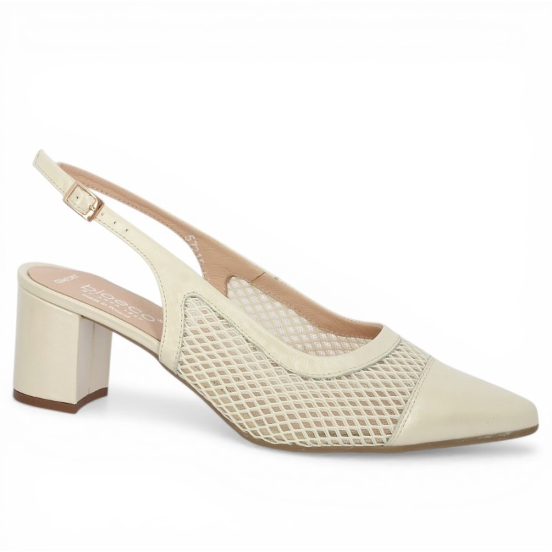 escarpin résille écru femme grande taille Shoesissime, vue profil