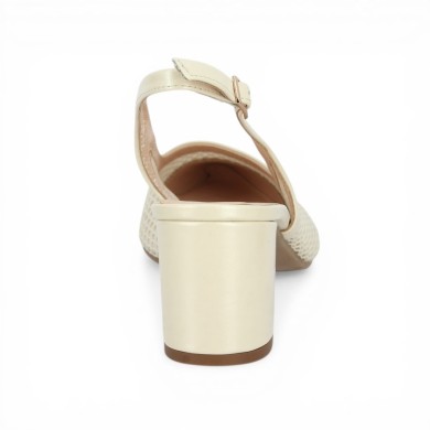 Rozen - Escarpin écru sling back résille - Talons femme 42, 43, 44, 45 - Shoesissime