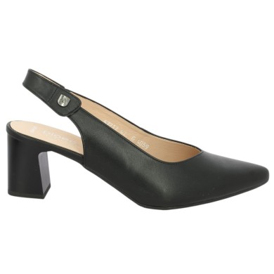 Escarpin noir ouvert au talon grande taille Shoesissime, vue coté