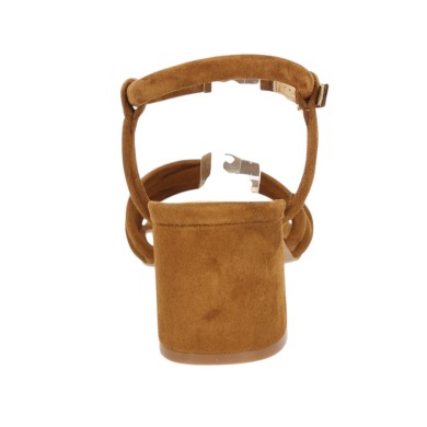 Nu-pieds à talon velours camel grande taille femme Shoesissime, vue arrière