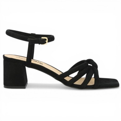 Sandale à talon velours noir grande taille Shoesissime, vue coté