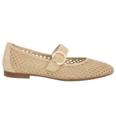 D0K17-20 Ballerine beige résille Remonte grande taille Shoesissime, vue coté