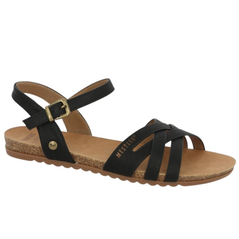 Laura - Nu-pieds noir Mustang - Sandales femme Mustang grande pointure - Shoesissime