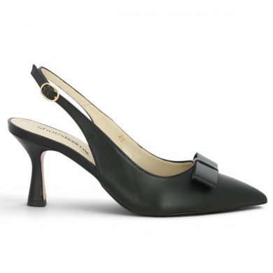Barbara - Escarpin noir noeud talon 8 cm - Escarpin noir grande taille femme - Shoesissime