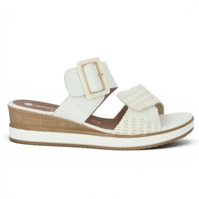 D6463-80 Mule réglable grande pointure femme Remonte blanche talon compensé, vue détails