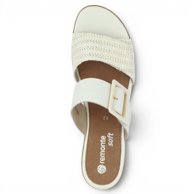 D6463-80 Mule grande taille femme Remonte blanche grande taille talon compensé réglable, vue dessus