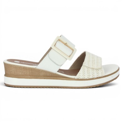 D6463-80 Mule talon compensé blanche réglable grande taille femme Remonte, vue coté