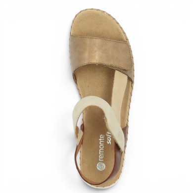 D3J50-92 Sandale grande pointure femme confort femme Remonte beige réglable  Shoesissime, vue dessus