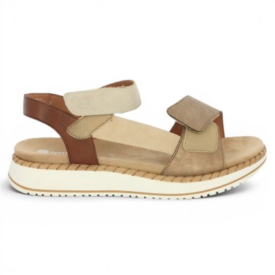 D3J50-92 Nu-pieds grande pointure femme confort femme Remonte beige réglable Shoesissime, vue détails