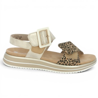 Sandale réglable Remonte dorée et léopard Remonte grande taille Shoesissime, vue détails