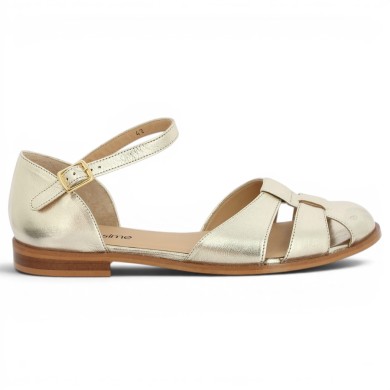 sandale pecheur dorée fermée grande taille Shoesissime, vue coté