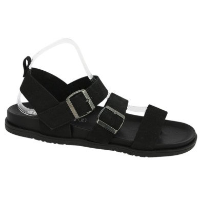 Yuma - Nu-pieds noir semelle ergonomique - Sandale noire femme 42, 43, 44, 45 - Shoesissime