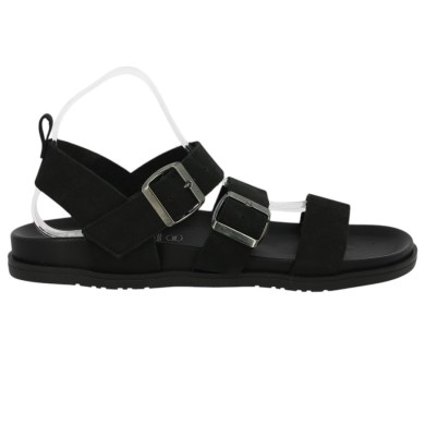 Yuma - Nu-pieds noir semelle ergonomique - Sandale noire femme 42, 43, 44, 45 - Shoesissime