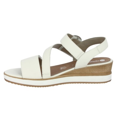 Nu pieds cuir blanc femme grande taille talon compensé Remonte Shoesissime, vue intérieure