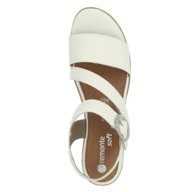 D6466-80 Sandale blanche grande pointure femme talon compensé Remonte Shoesissime, vue dessus