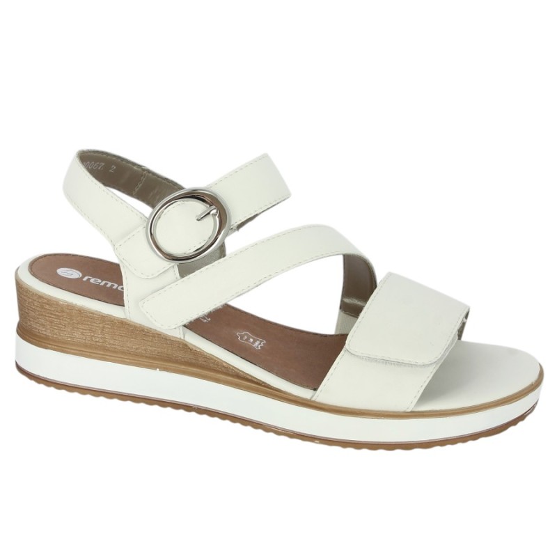 D6466-80 Sandale blanche talon compensé Remonte 42, 43, 44, 45 Shoesissime, vue profil