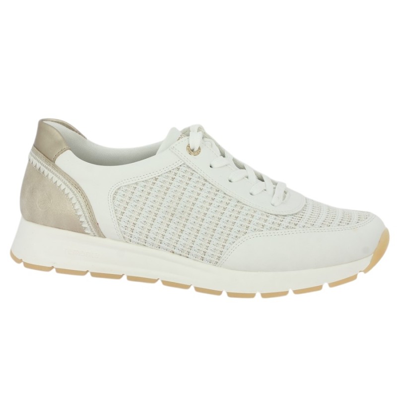 Mila - D2G09-80 Baskets blanche et textile Remonte - Baskets vegan grande taille femme - Shoesissime