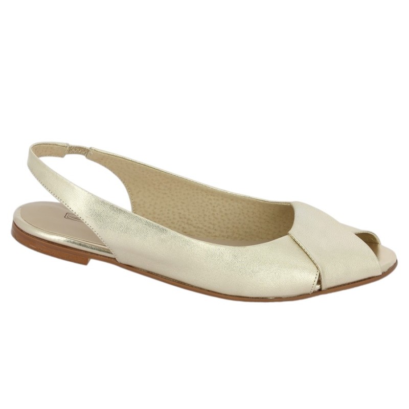 ballerine bout ouvert dorée 42, 43, 44, 45 Shoesissime, vue profil