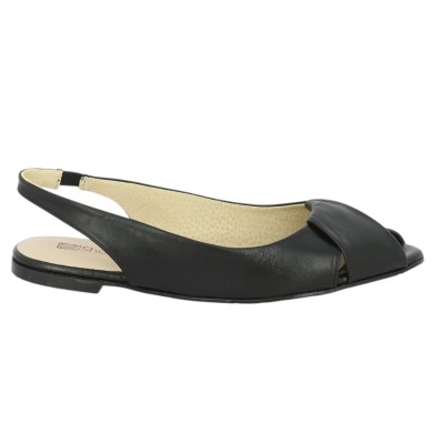 Paola - Mid ballerina - mid sandal black leather - Chaussures grandes pointures femme - Shoesissime