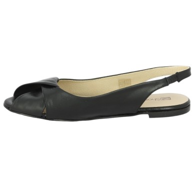Paola - Mid ballerina - mid sandal black leather - Chaussures grandes pointures femme - Shoesissime