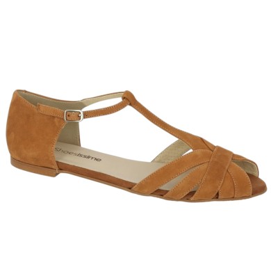 sandale velours camel contrefort arrière 42, 43, 44, 45 Shoesissime, vue profil
