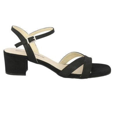 sandale noire cérémonie petit talon 5 cm grande taille Shoesissime, vue coté