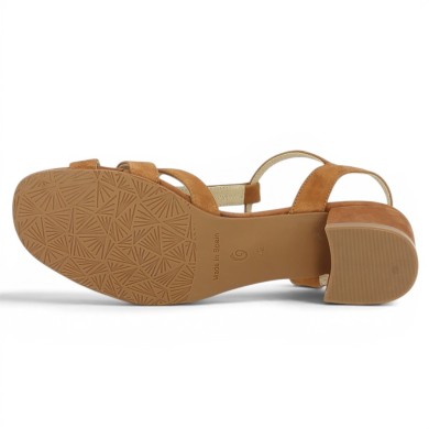 Brenda - Sandale camel petit talon chic - Nu-pieds femme grande taille - Shoesissime