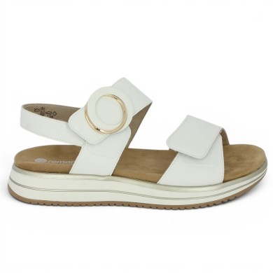 Josy - D1J63-80 Nu-pieds blanc scratch réglable - Sandales Remonte grande taille - Shoesissime