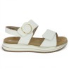 Josy - D1J63-80 Nu-pieds blanc scratch réglable - Sandales Remonte grande taille - Shoesissime