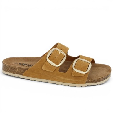 mule camel doré liège 2 brides 42, 43, 44, 45, 45 femme, vue profil