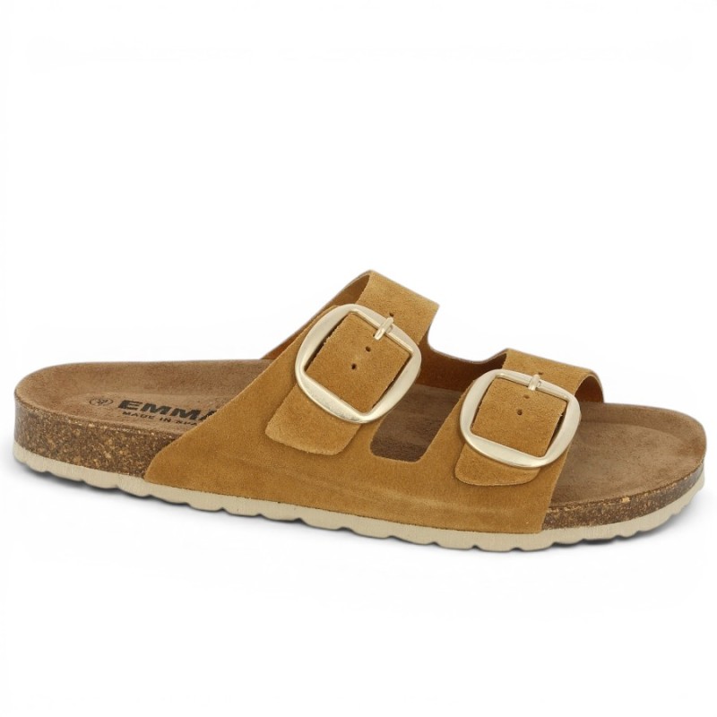 mule camel doré liège 2 brides 42, 43, 44, 45, 45 femme, vue profil