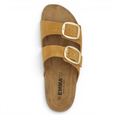 mule femme grande pointure camel doré liège 2 brides, vue dessus