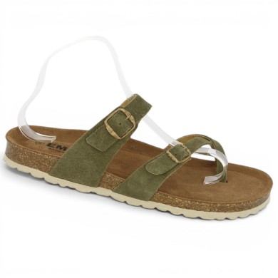 sandale ergonomique entredoigts vert kaki femme 42, 43, 44, 45 Shoesissime, vue profil