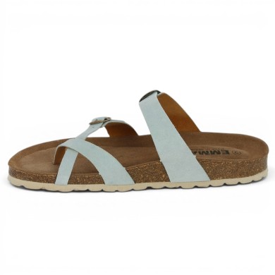 sandale liège bleu clair réglable entredoigts femme grande pointure Shoesissime, vue dessus