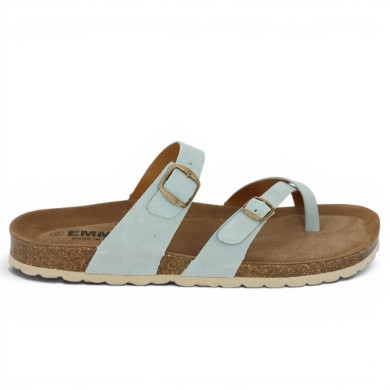 mule bleu clair réglable entredoigts femme grande taille Shoesissime, vue coté