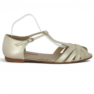 sandale dorée fermée talon grande taille Shoesissime, vue coté